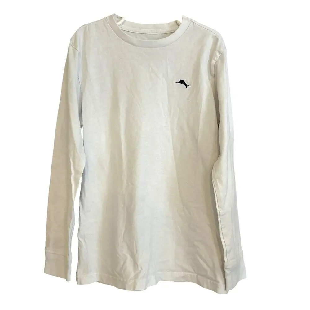Tommy Bahama Boys White Long Sleeve Tee Shirt Small 8